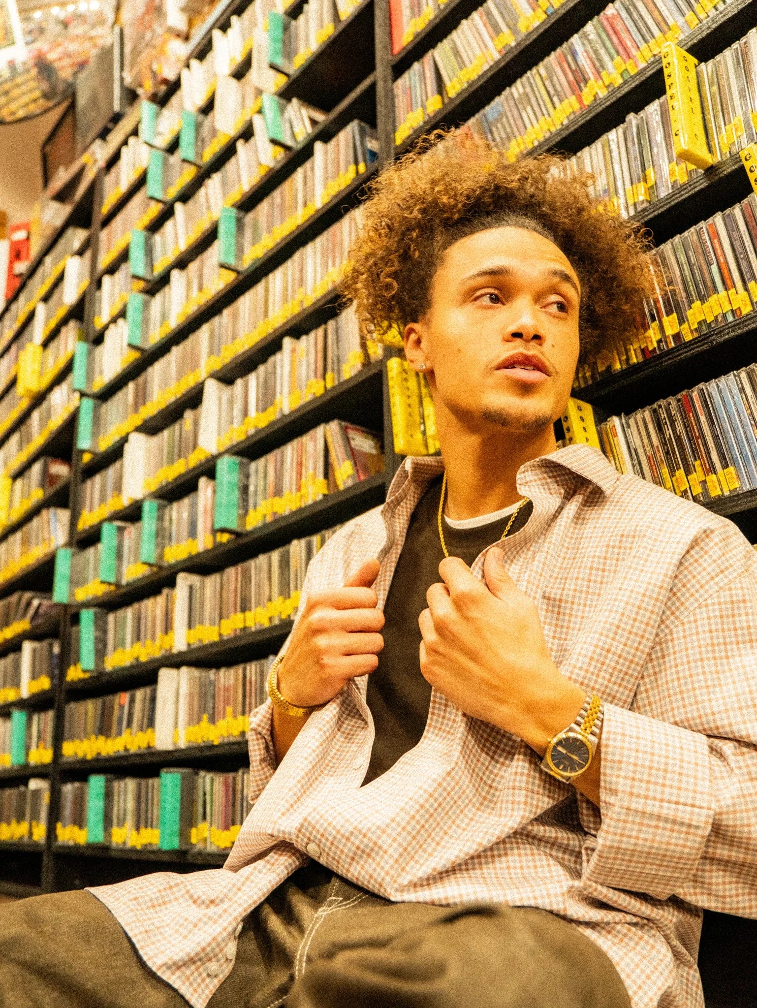 Dana Vaughns in a record store